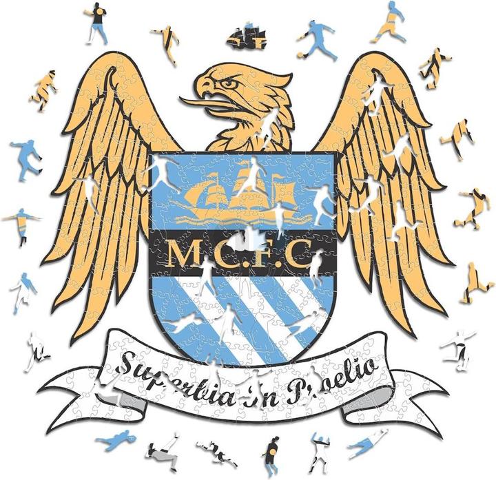 Productafbeelding Iconic Man City FC - Retro Logo - Houten Puzzel Maat L (500 stukjes) (500 onderdelen)