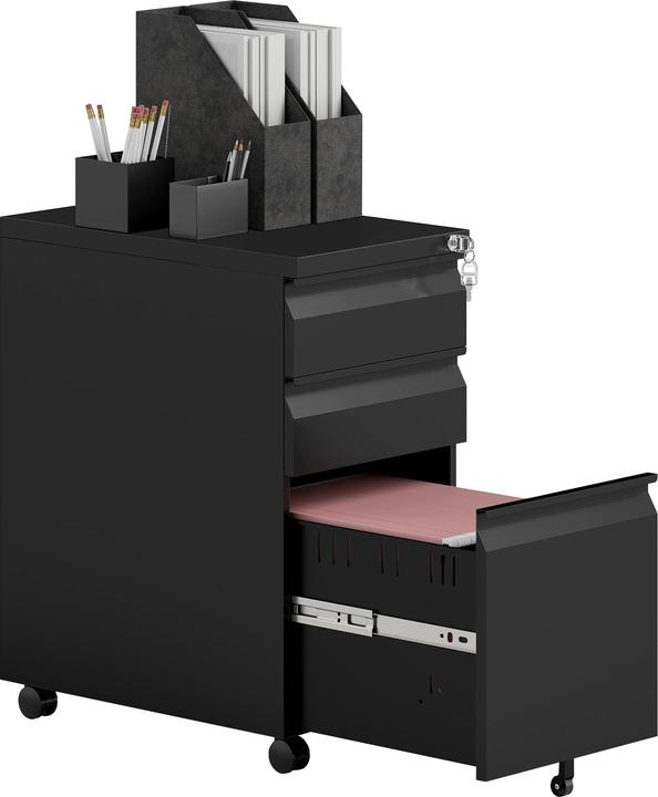 Produktbild Vinsetto Rollcontainer Stahl Schwarz (30 x 43.50 x 60 cm)