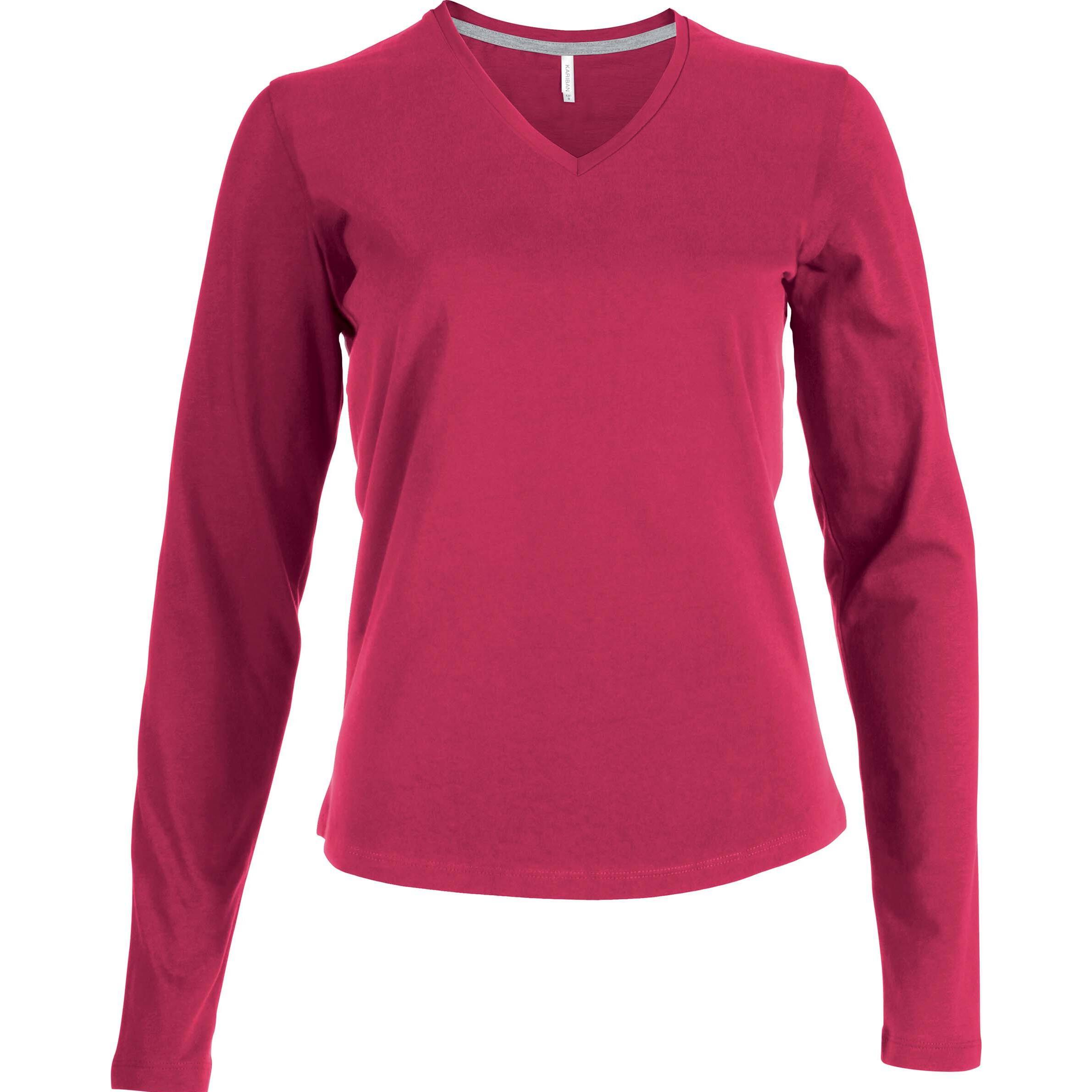Kariban, Damen, Shirt, Col V, Rosa, (3XL)