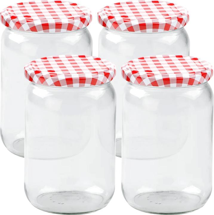 Actual product image Casativo Einmachgläser mit Schraubdeckel, Sturzgläser mit Karo-Muster, je 720 ml, 4er-Set (4 pcs., 0.72 l)