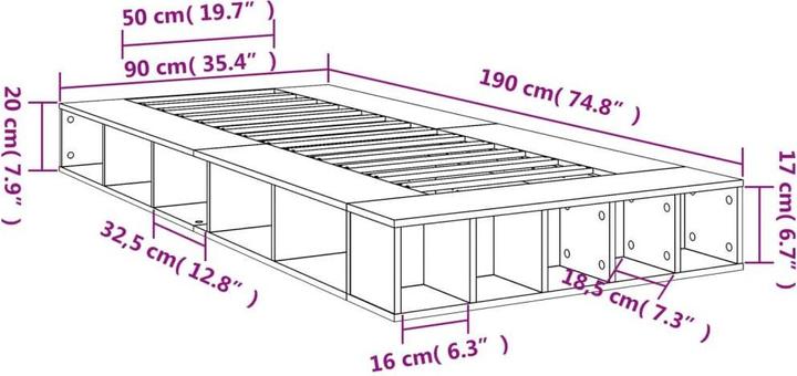 Image du produit vidaXL Bettgestell (90 x 190 cm)