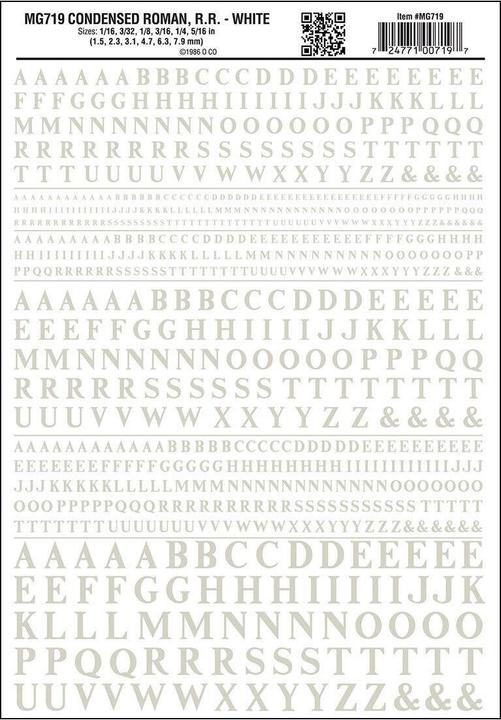 Actual product image Woodland Scenics Letters, narrow, white