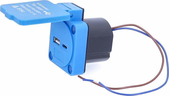 Image du produit As - Schwabe AS Schwabe 45091 Prise de charge USB avec USB-C®, avec sortie de charge USB Bleu