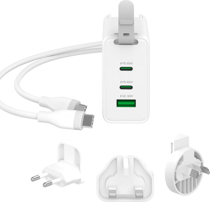 Produktbild j5Create 65-Watt-GaN-USB-C-Reiseladegerät mit 3 Anschlüssen, einschliesslich austauschbaren Netzsteck (65 W, 3 Ports)