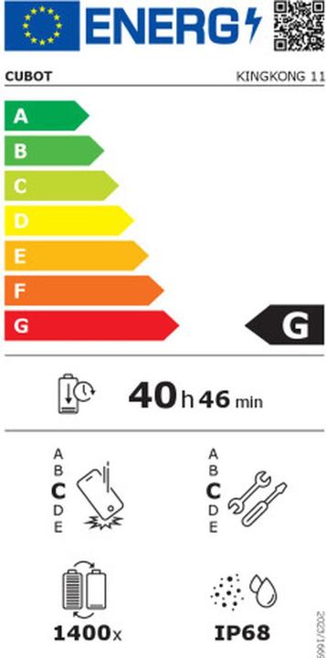 Energy Label Cubot Smartphone CUBKK11BLK (256 GB, Black, 6.72", 5G)