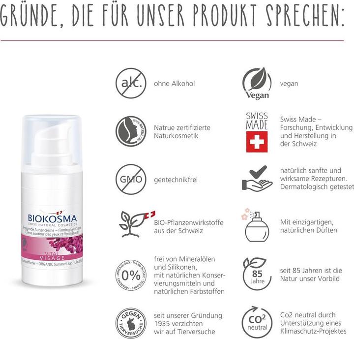 Actual product image Biokosma VITAL VISAGE - Firming eye cream (Eye Care Cream, 15 ml, Day)