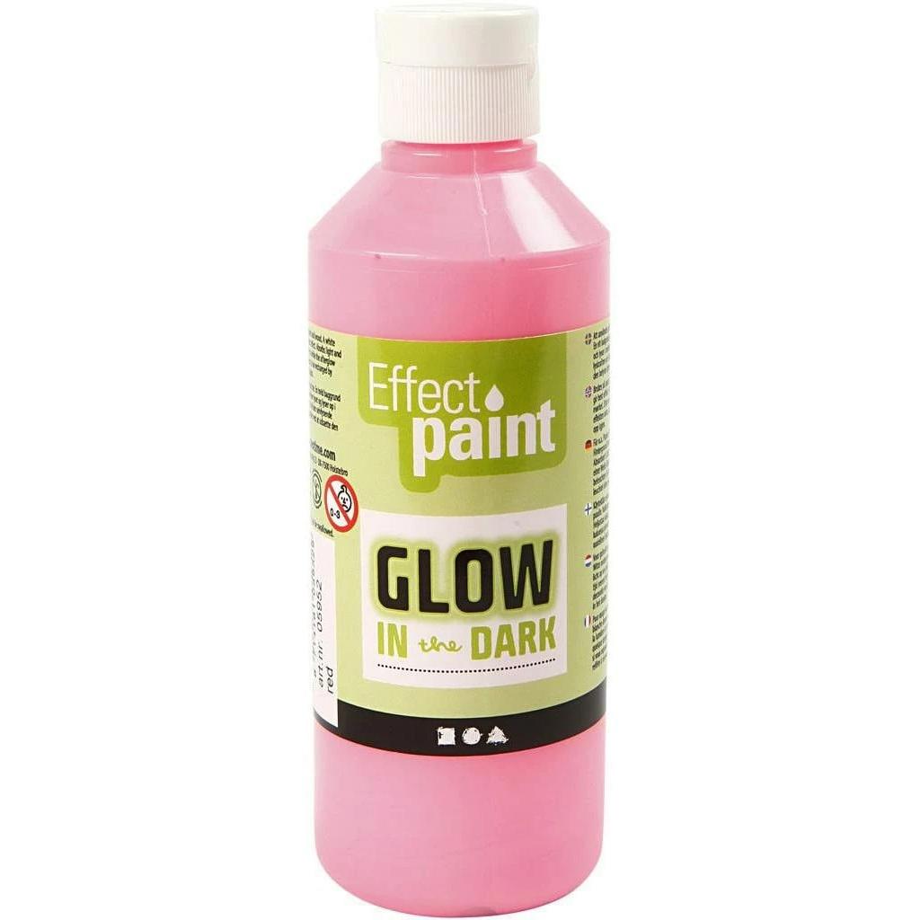 Creativ Company, Künstlerfarbe + Bastelfarbe, Leuchtfarbe rosa (Fluoreszierend Hellrot, 250 ml)