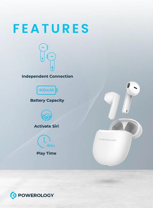 Produktbild Powerology Bluetooth Stereo Buds Plus (Keine Geräuschunterdrückung, 4 h, Kabellos)