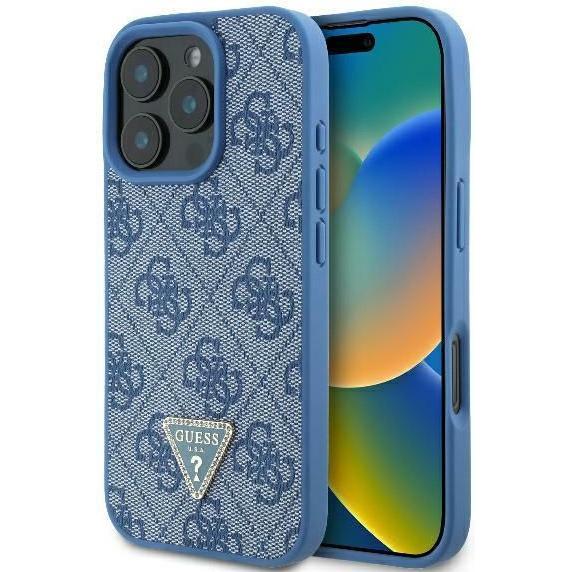Thumbnail - Guess GUHCP16XP4TDPB iPhone 16 Pro Max 6.9" niebieski/blue hardcase Leather 4G Triangle Strass MagSa, Handykette, Blau