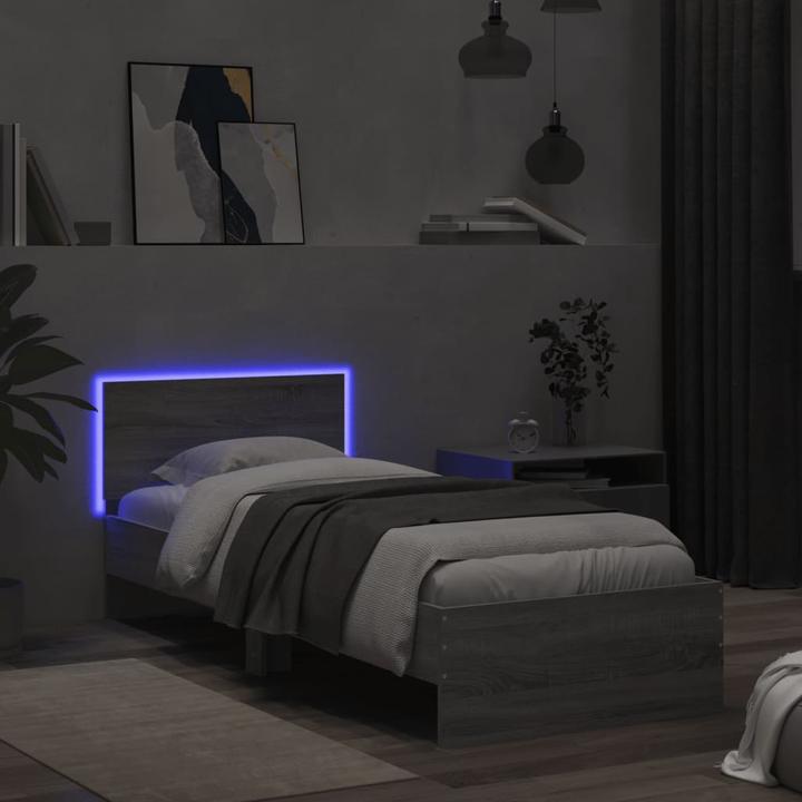 Produktbild VidaXL Bettgestell mit Kopfteil und LED-Leuchten 100 x 200cm (100 x 200 cm)