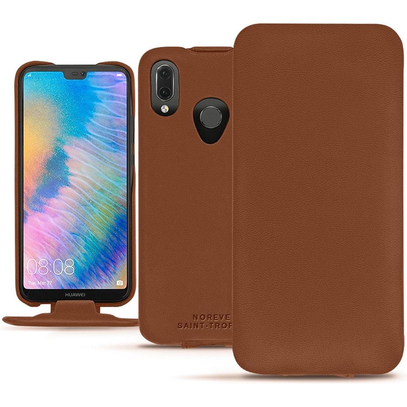Thumbnail - Noreve Lederschutzhülle vertikal (Huawei P20 Lite), Smartphone Hülle, Braun