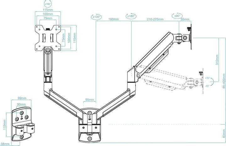 Image du produit Tooq Technology LP1434TNR-B (Tables, 34", 10 kg)