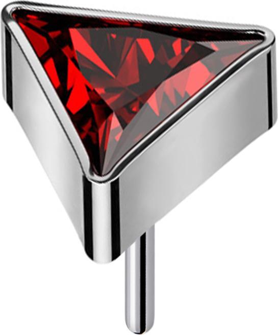 Actual product image Star Piercing Threadless triangle silver crystal red (without brass, Titanium)