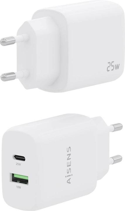 Actual product image Aisens CARGADOR 25W 1XUSB-C PD3.0 1XUSB-A QC3.0 BLANCO (25 W, 1 portion)