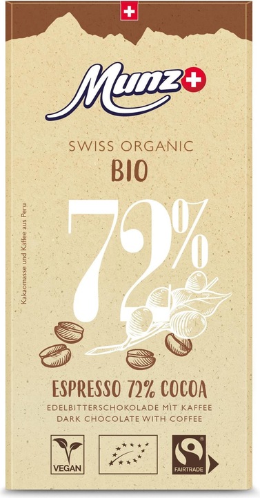 Actual product image Munz Organic Espresso 72% Cocoa 100 g (100 g)