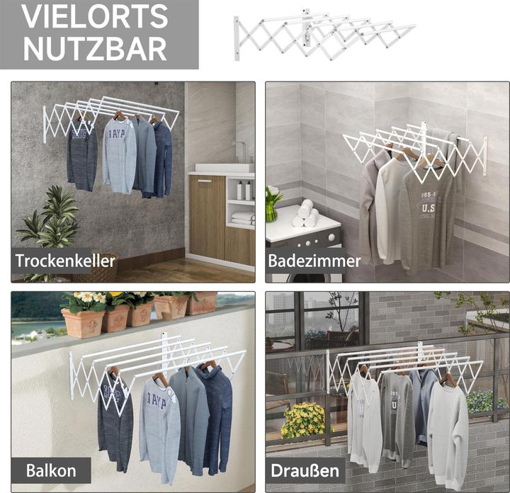 Image du produit Homcom Wäscheständer mit Wandmontage und zusammenklappbar