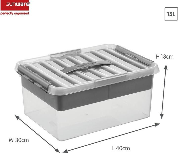 Produktbild Sunware Q-Line Aufbewahrungsbox mit Einsatz 15 Liter (40 x 18 x 30 cm, 15 l)