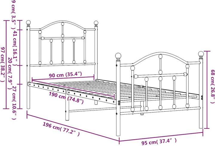 Image du produit vidaXL Bettgestell (90 x 190 cm)