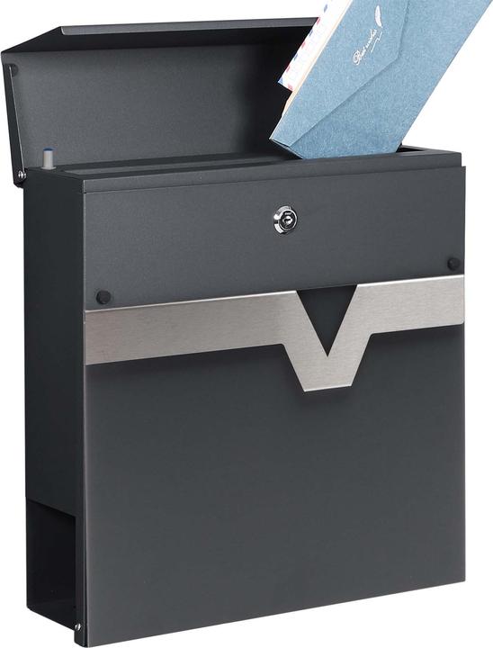 Produktbild XPOtool Briefkasten V60 Anthrazit 370x105x370mm Soft Close Zeitungsfach Stahl