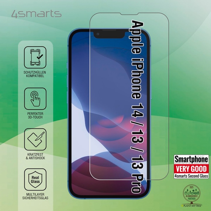 Actual product image 4smarts Second Glass 2.5D iPhone 13 / 13 Pro (1 Piece, Apple iPhone 13, Apple iPhone 16e)
