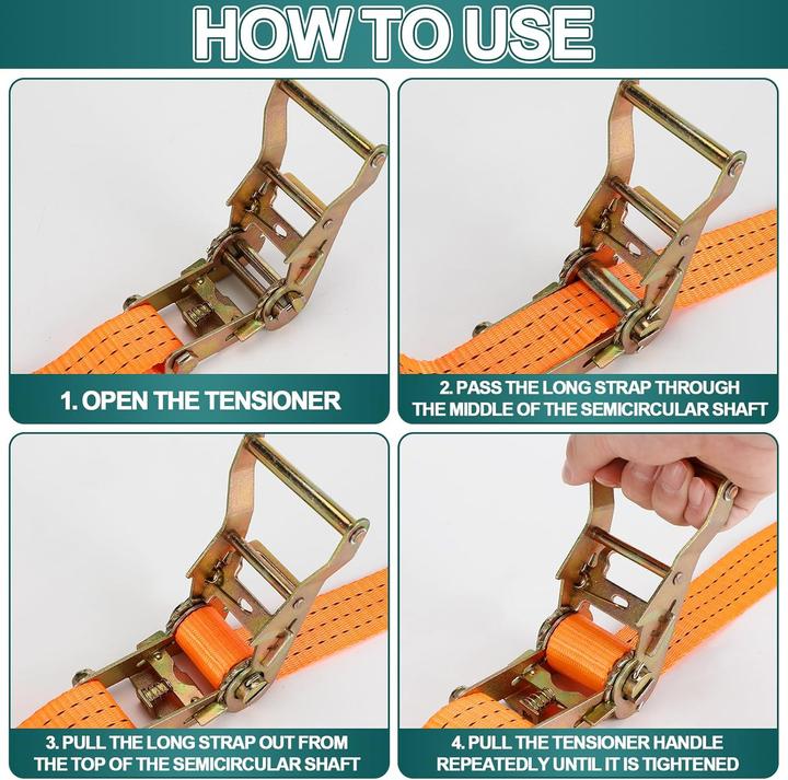 Actual product image Zikenis 4-teiliges Spanngurte mit Ratsche-Set, 3000KG