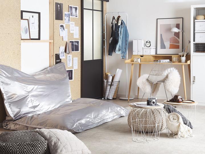 Produktbild Beliani Sitzsack mit Innensack für In- und Outdoor 180 x 230 cm silber FUZZY