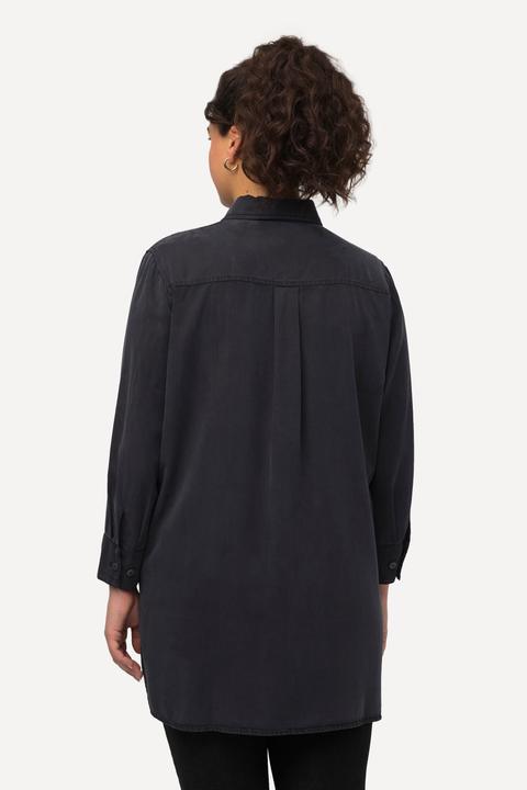 Immagine prodotto Ulla Popken Camicia di lyocell con cucitura trasversale, colletto da camicia e maniche lunghe (46, 48)