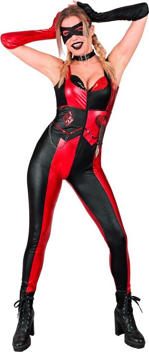 Produktbild Widmann Harlequin Damenkostüm Overall, Halsband, Augenmaske, fingerlose Handschuhe, Messer (L)