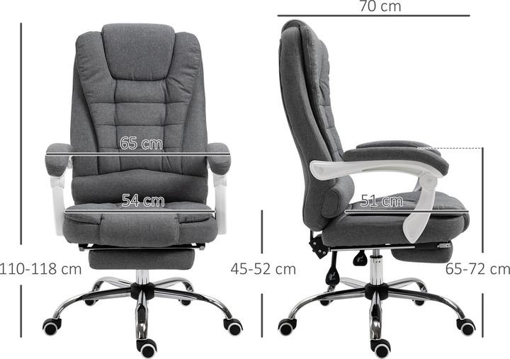 Produktbild Outsunny Bürostuhl mit Fussstütze (45 - 52 cm)