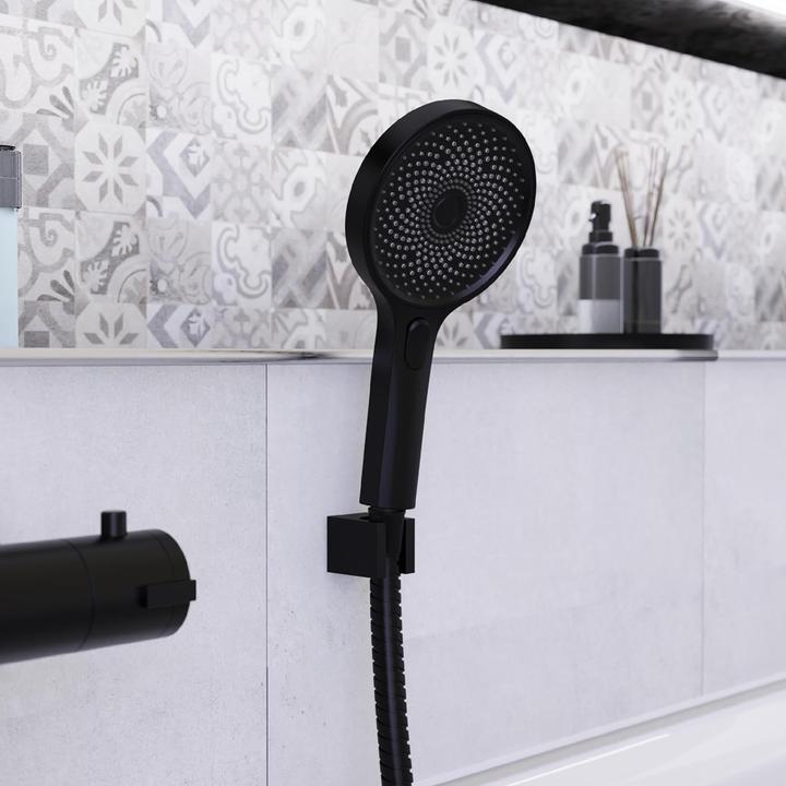 Actual product image Schütte Shower head Bathroom SAMOA RAIN Hand shower Black matt Water-saving seal 60953 (3 Beam types)