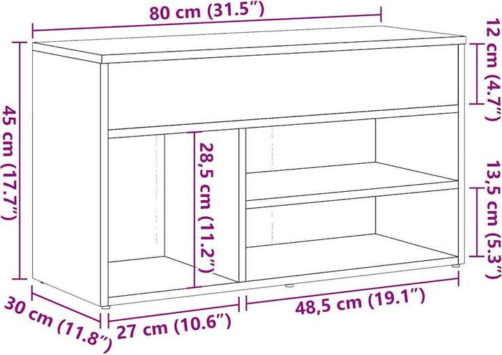 Produktbild VidaXL Schuhbank (80 x 30 x 45 cm)