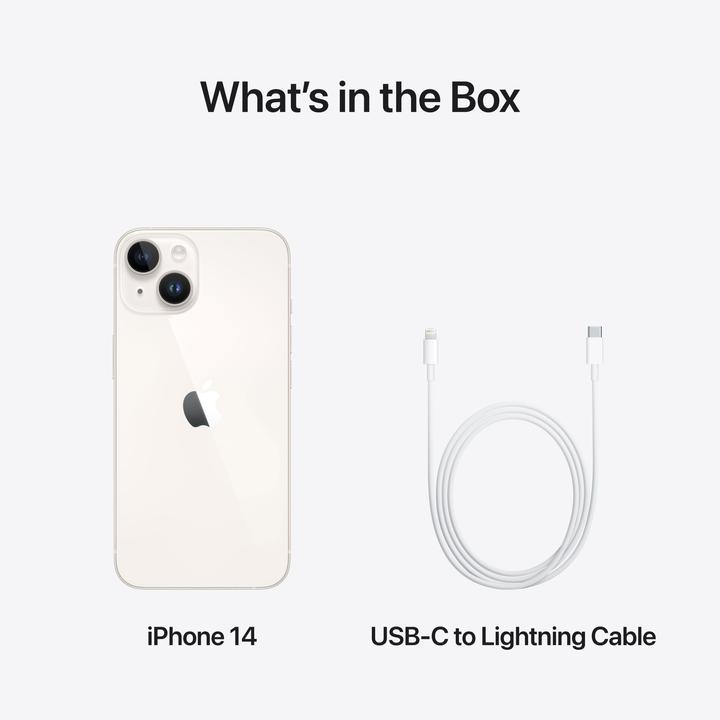 Image du produit Apple iPhone 14 (256 Go, Lumière stellaire, 6.10", SIM + eSIM, 12 Mpx, 5G)