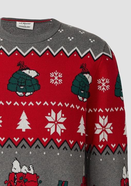 Produktbild s.Oliver Strickpullover Weihnachtspullover aus reiner Baumwolle mit Peanuts®-Motiv (M)