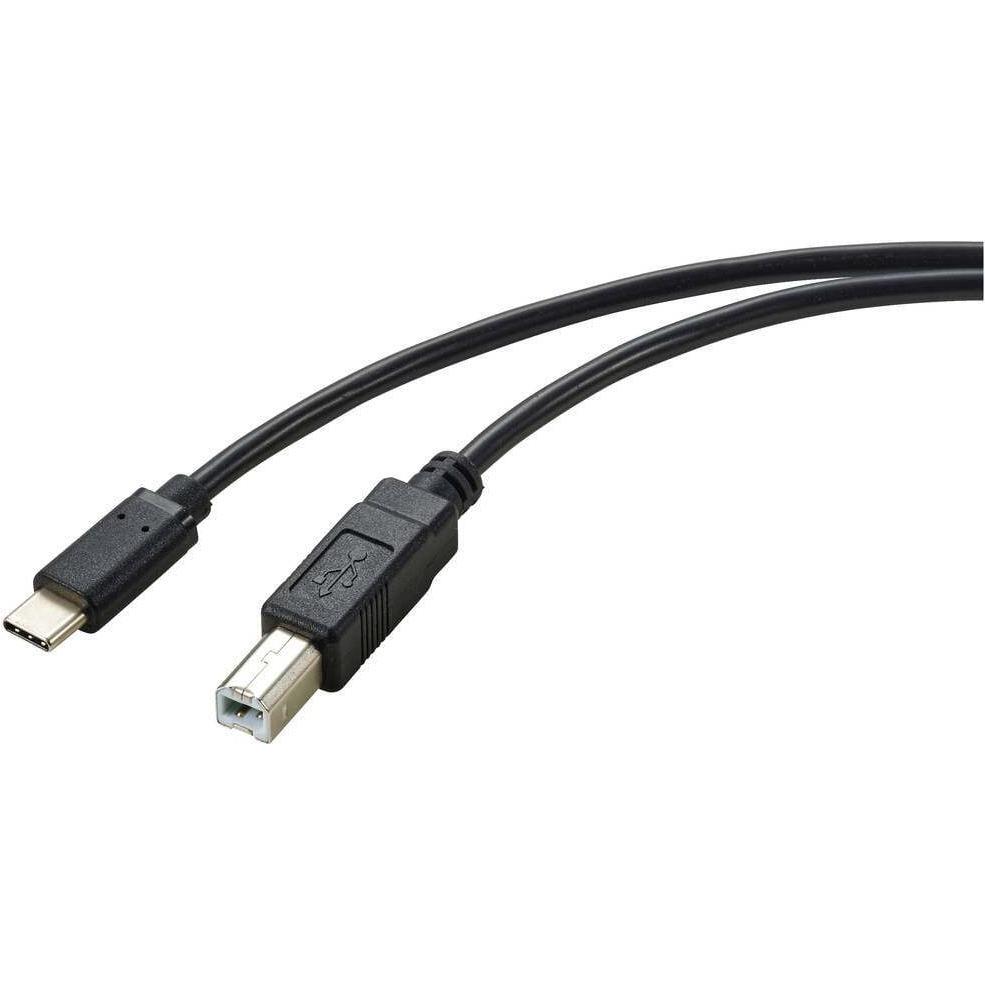 Renkforce USB-Kabel USB 2.0 USB-C Stecker, USB-B Stecker 2.00 m Schwarz Gesamts (2 m, USB 2.0), USB Kabel