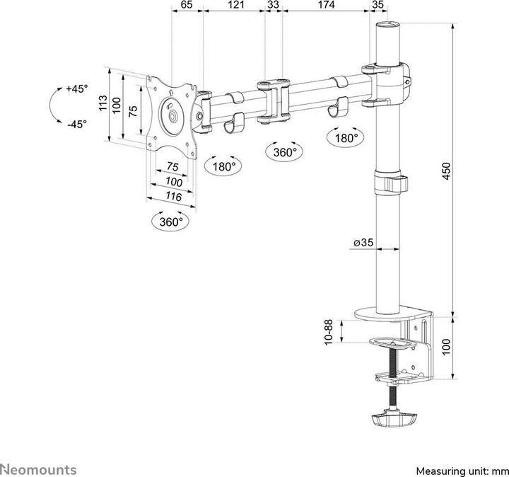 Nährwerte und Zutaten Neomounts NM-D135 - Befestigungskit für LCD-Display (full-motion) (Tisch, 30", 8 kg)