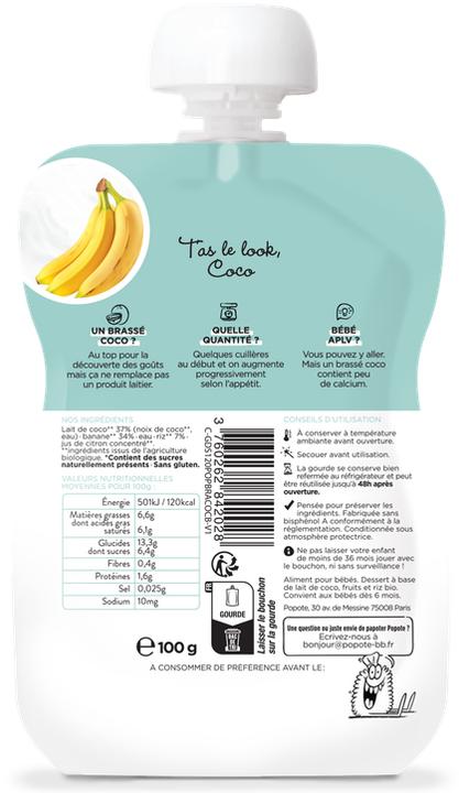 Produktbild Popote Quetschie Kokosjoghurt-Banane (100 g)