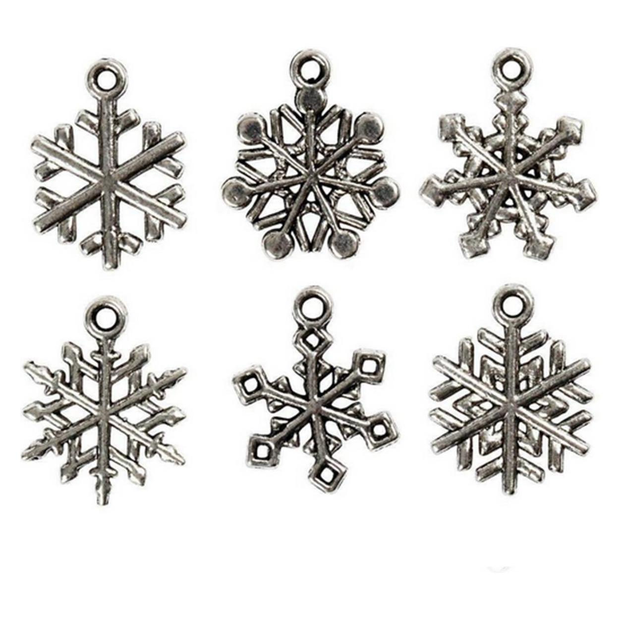 Creativ Company Hanger sneeuwvlokken, 20 mm, antiek zilver, 18 stuks.