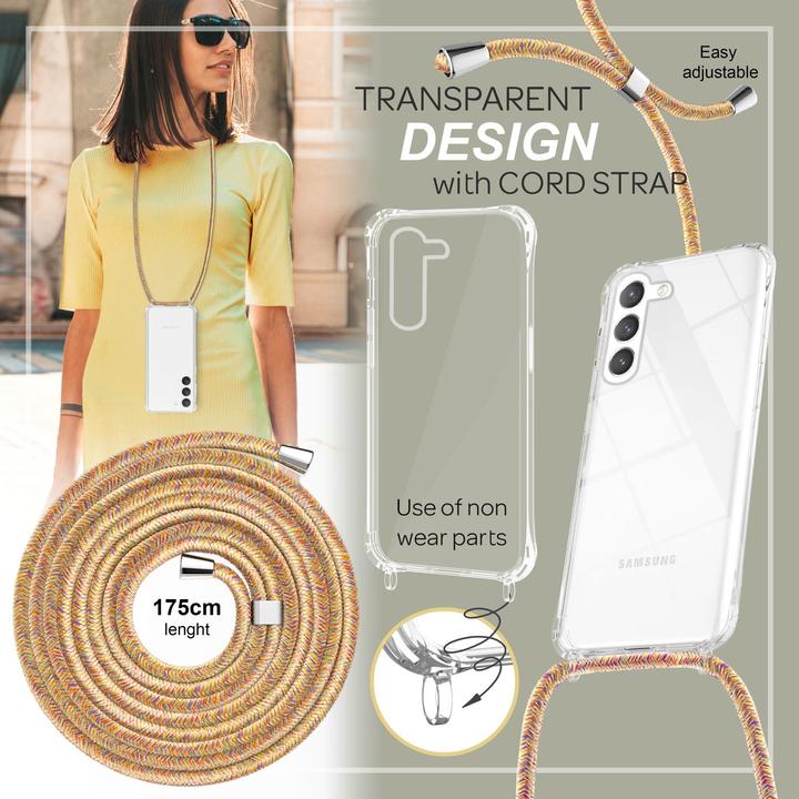 Actual product image Nalia Clear hybrid case with chain to hang around the neck