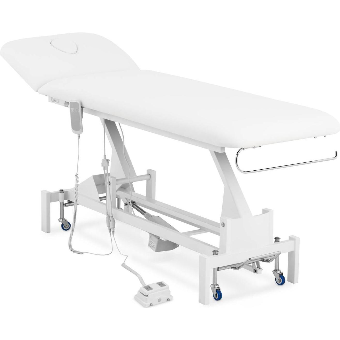 Physa, Massageliege + Massagesessel, Massageliege elektrisch Massagebank Therapieliege 200 kg weiss Fusspedal Räder