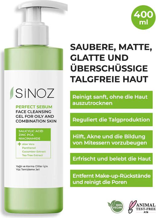 Actual product image Sinoz Facial Cleansing Gel for Oily and Combination Skin 400ml (Cleansing gel, 400 ml)