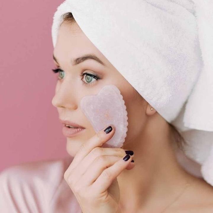 Actual product image Crystallove 3D Rose Quartz Gua Sha Plate