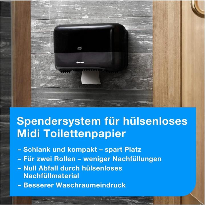 Immagine prodotto Tork Distributore di carta igienica a doppio rotolo Midi senza maniche