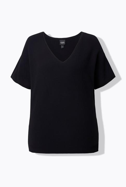 Produktbild Ulla Popken Pullover, Rippstruktur, V-Ausschnitt, Halbarm (54)