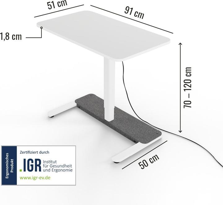 Produktbild Yaasa Desk One - Höhenverstellbarer Sitz-/Stehtisch (91 x 51 x 120 cm)
