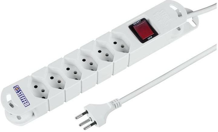 Produktbild Steffen Steckdosenleiste TIDE 6xT13 3m mit Schalter und Haftmagnete ws (6 x, Typ 13, 3 m)