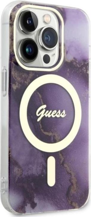 Actual product image Guess GUHMP14XHTMRSU iPhone 14 Pro Max 6.7" purpurowy/purple hardcase Golden Marble MagSafe (Apple iPhone 14 Pro Max)