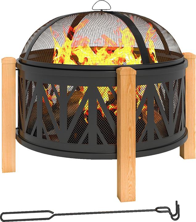 Outsunny Feuerschale Metall Schwarz+Braun