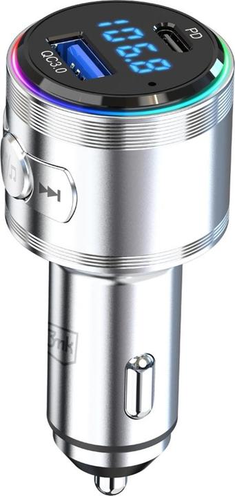 Actual product image 3MK Hyper Car Power Transmitter 48W QC PD PPS USB-C/USB-A with Audio Transmitter Silver