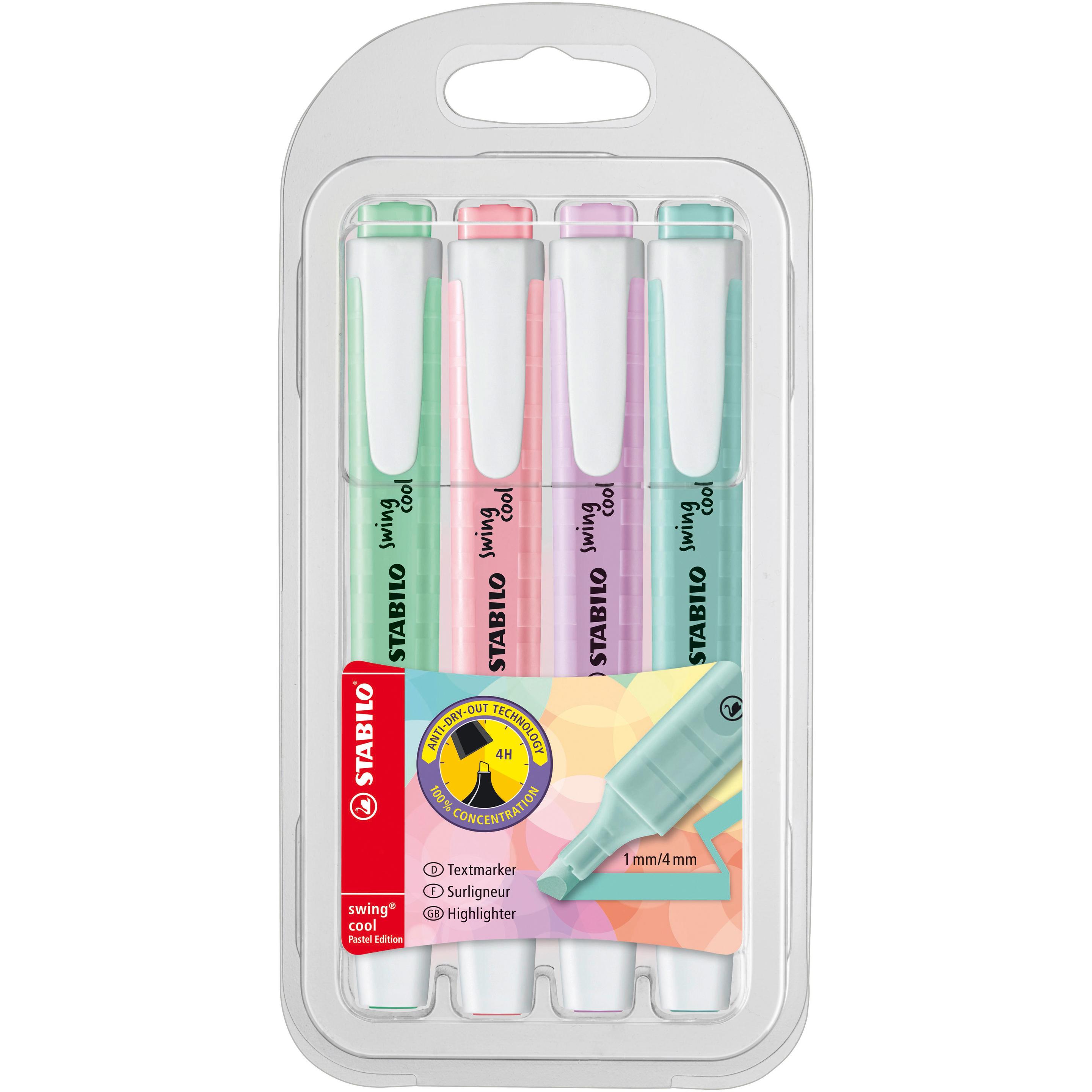STABILO, Marker, swing cool Pastel Textmarker (Pastell, 4 mm, 4 x)