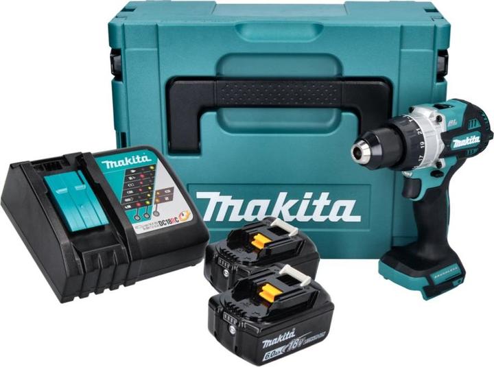 Immagine prodotto Makita DHP 486 RGJ Trapano a percussione a batteria 18 V 130 Nm Brushless + 2x batteria 6,0 Ah + (Batteria ricaricabile)